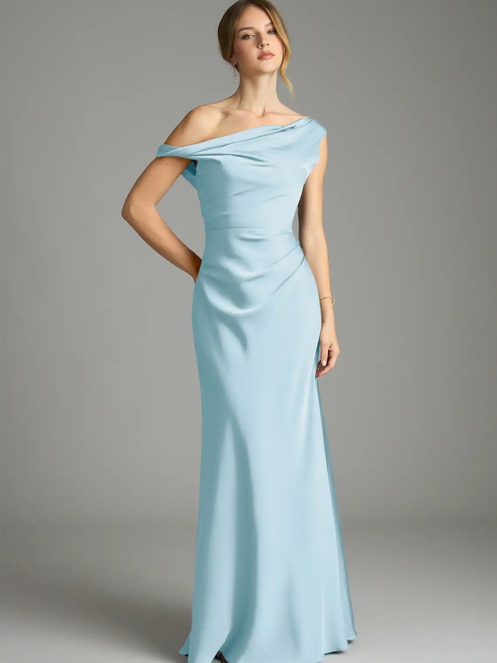 Azazie Emerson Sky Blue Stretch Satin - 18